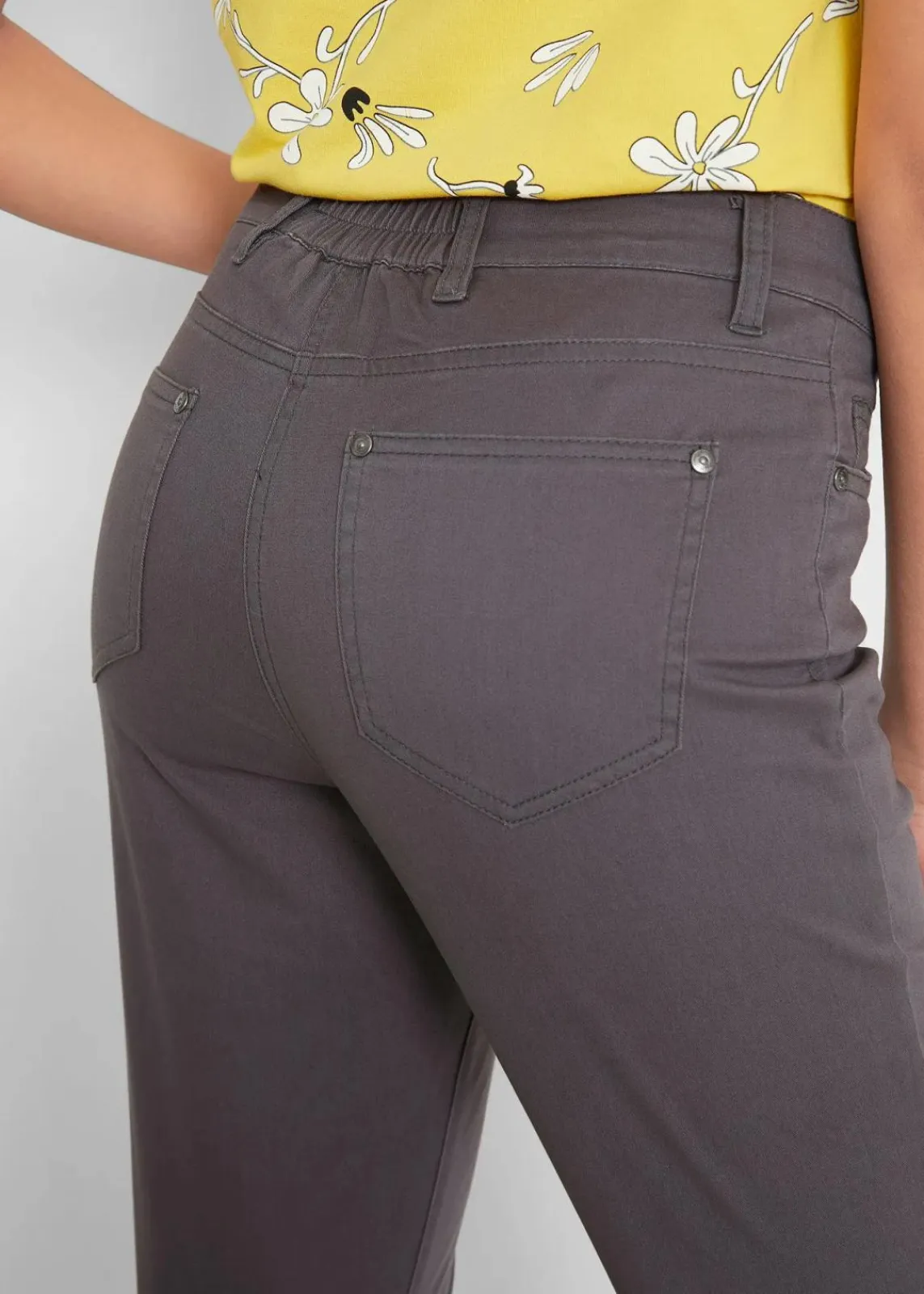 bonprix Bekleidung·Kleider|Hosen^Baumwoll-Capri-Hose mit Bequembund und Knöpfen schiefergrau