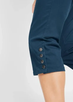 bonprix Hosen|Bekleidung·Kleider^Baumwoll-Capri-Hose mit Bequembund und Knöpfen dunkelblau