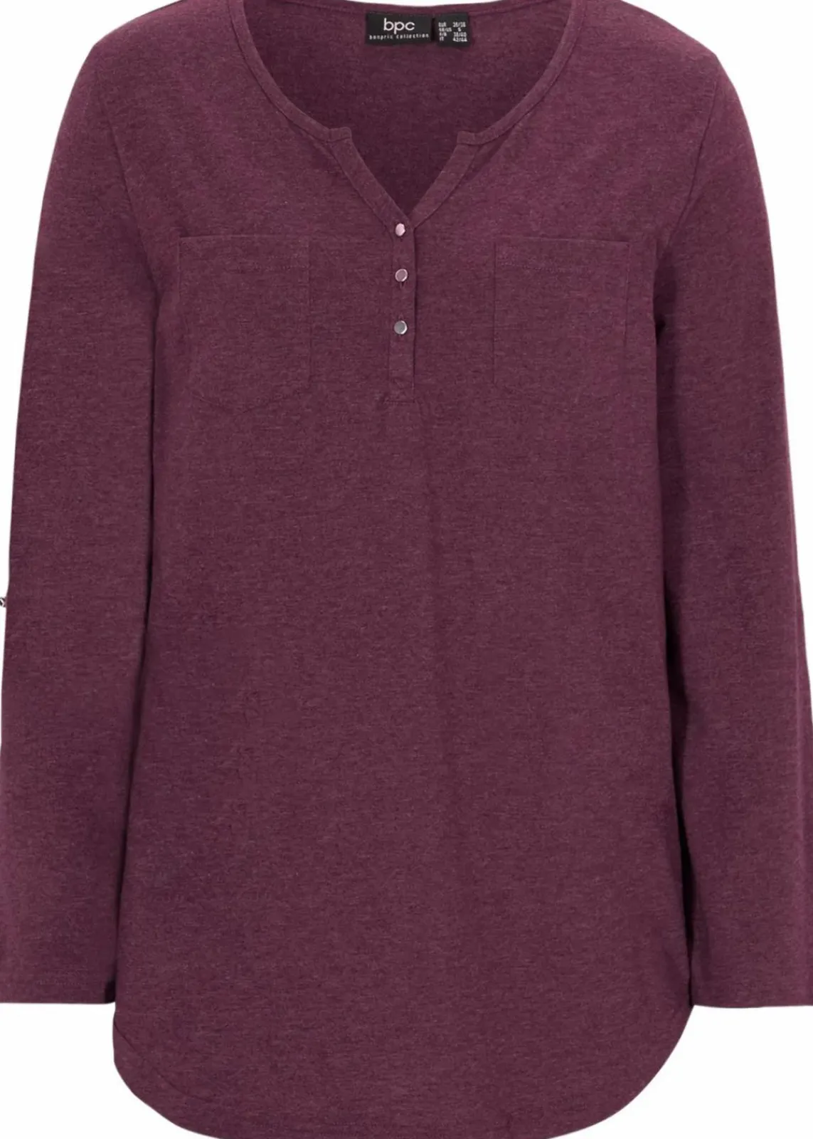 bonprix Shirts & Tops^Baumwoll-Henleyshirt mit Knopfleiste holunderbeere meliert