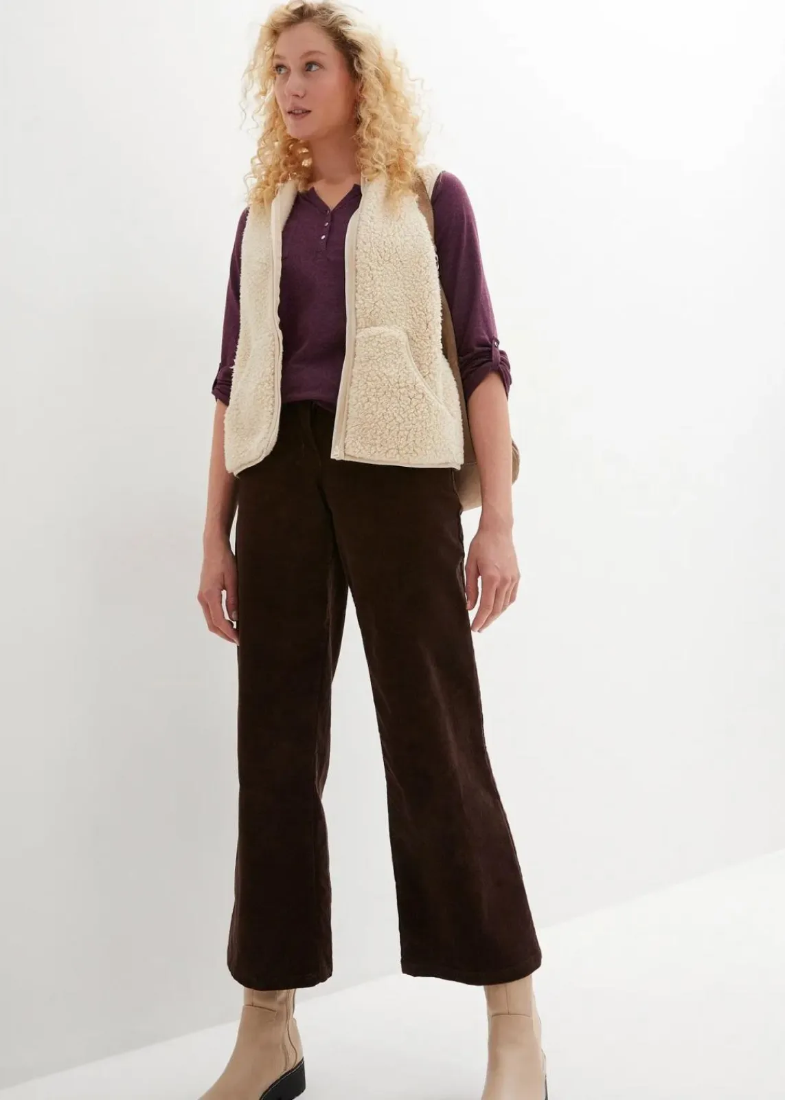 bonprix Shirts & Tops^Baumwoll-Henleyshirt mit Knopfleiste holunderbeere meliert