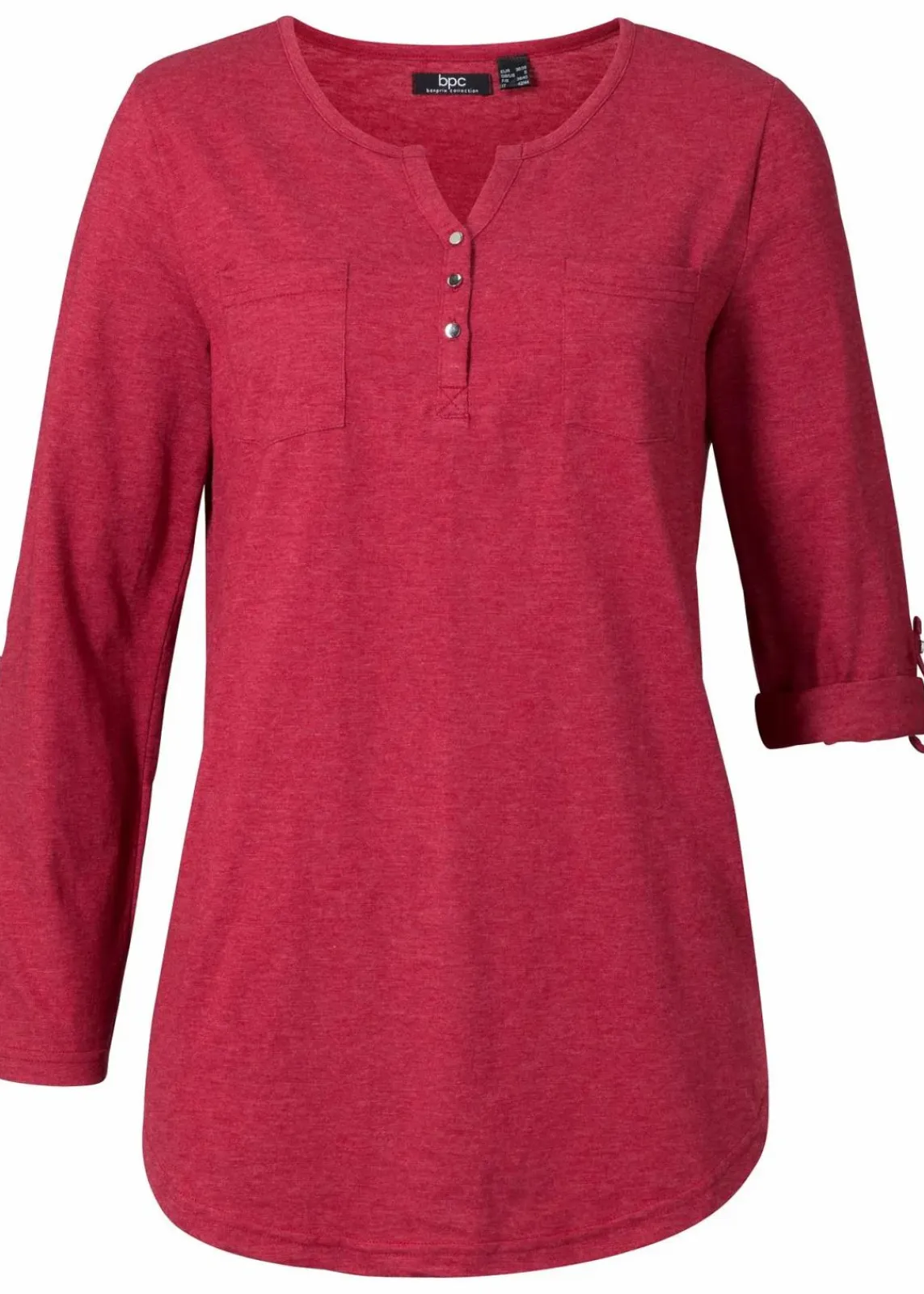 bonprix Shirts & Tops^Baumwoll-Henleyshirt mit Knopfleiste abendrot meliert