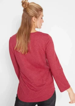bonprix Shirts & Tops^Baumwoll-Henleyshirt mit Knopfleiste abendrot meliert