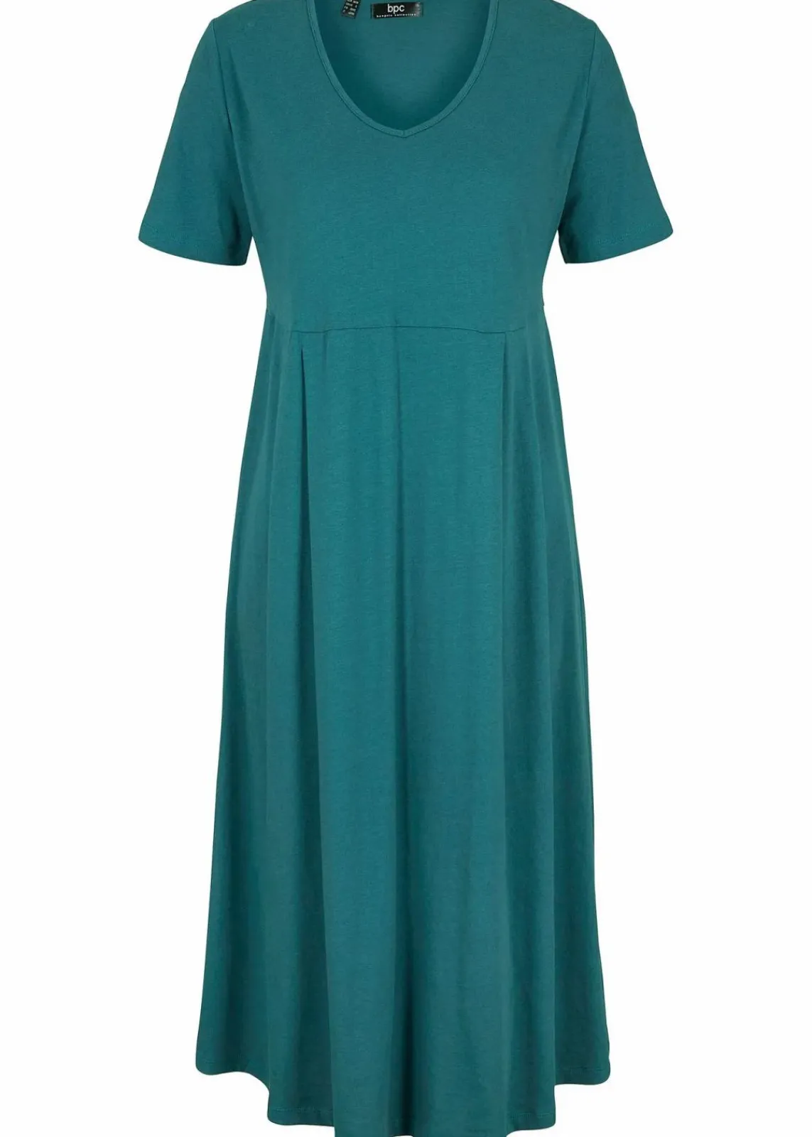bonprix Kleider|Bekleidung·Pullover & Strickjacken^Baumwoll-Jerseykleid, Midilänge pfeffergrün uni