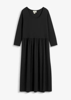 bonprix Nachhaltigere Materialien|Kleider^Baumwoll-Jerseykleid, Midilänge schwarz