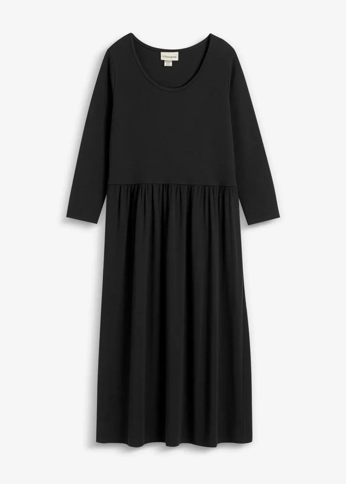 bonprix Nachhaltigere Materialien|Kleider^Baumwoll-Jerseykleid, Midilänge schwarz
