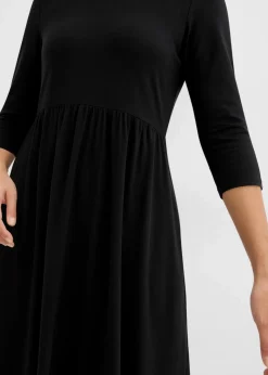 bonprix Nachhaltigere Materialien|Kleider^Baumwoll-Jerseykleid, Midilänge schwarz