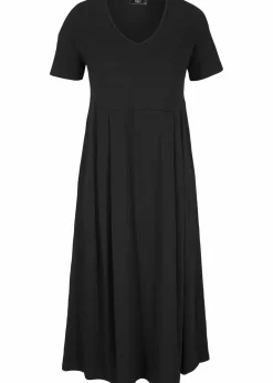 bonprix Bekleidung·Pullover & Strickjacken|Kleider^Baumwoll-Jerseykleid, Midilänge schwarz