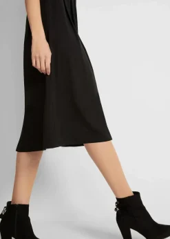 bonprix Bekleidung·Pullover & Strickjacken|Kleider^Baumwoll-Jerseykleid, Midilänge schwarz