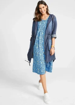 bonprix Kleider|Bekleidung·Pullover & Strickjacken^Baumwoll-Jerseykleid, Midilänge babyblau/tulpengelb geblümt