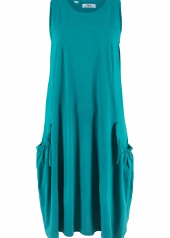 bonprix Kleider|Bekleidung·Pullover & Strickjacken^Baumwoll-Jerseykleid mit Taschen kobalttürkis