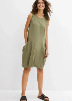 bonprix Bekleidung·Pullover & Strickjacken|Kleider^Baumwoll-Jerseykleid mit Taschen oliv