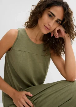 bonprix Bekleidung·Pullover & Strickjacken|Kleider^Baumwoll-Jerseykleid mit Taschen oliv