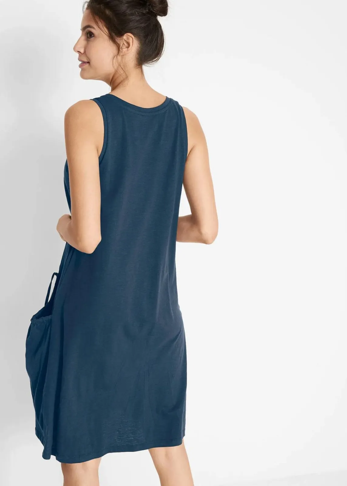 bonprix Bekleidung·Pullover & Strickjacken|Kleider^Baumwoll-Jerseykleid mit Taschen dunkelblau