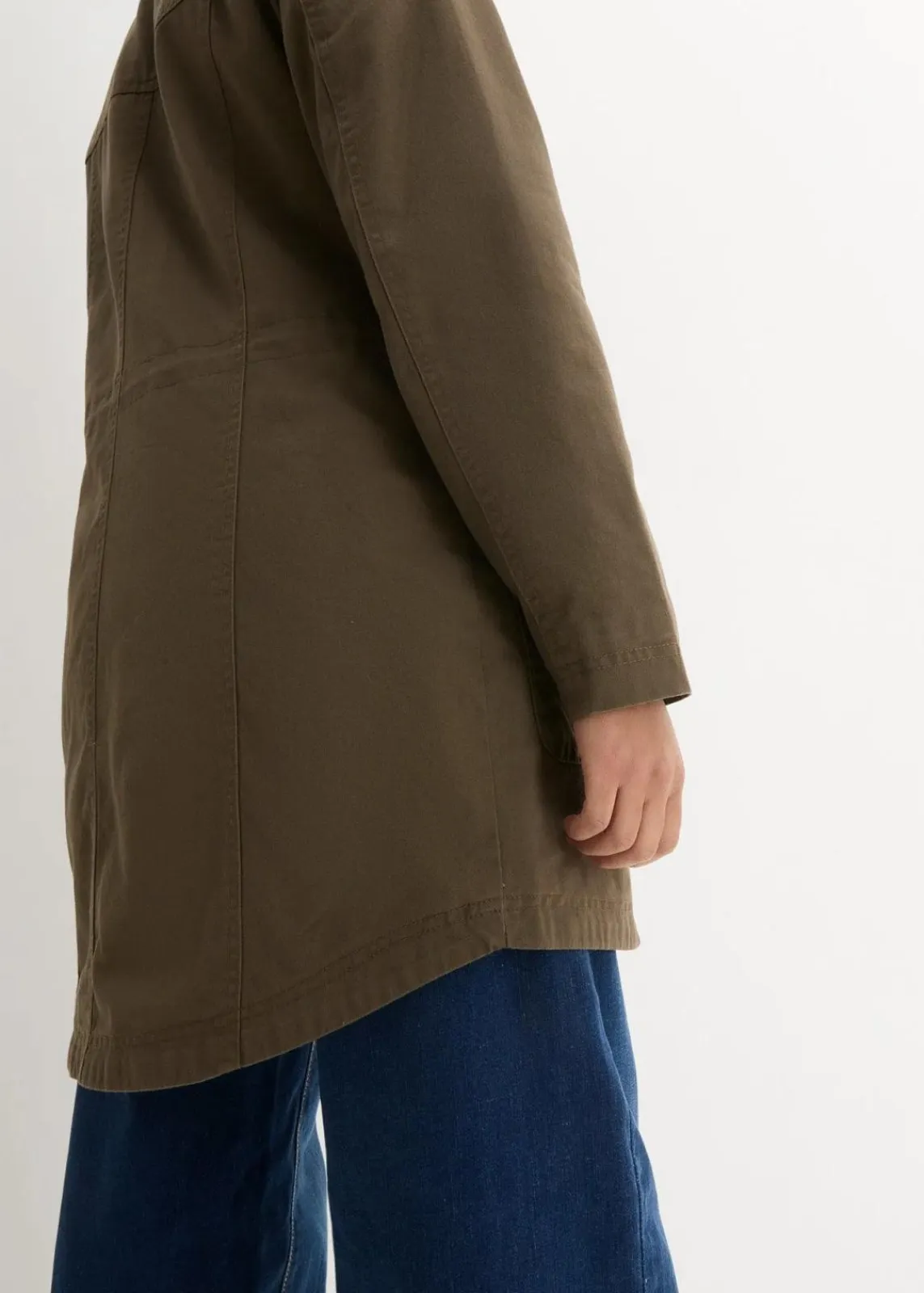 bonprix Jacken & Mäntel|Bekleidung·Hosen^Baumwoll-Kurzparka mit Stehkragen, talliert khakigrün