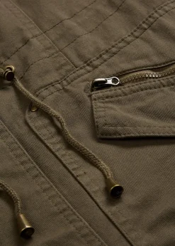 bonprix Jacken & Mäntel|Bekleidung·Hosen^Baumwoll-Kurzparka mit Stehkragen, talliert khakigrün