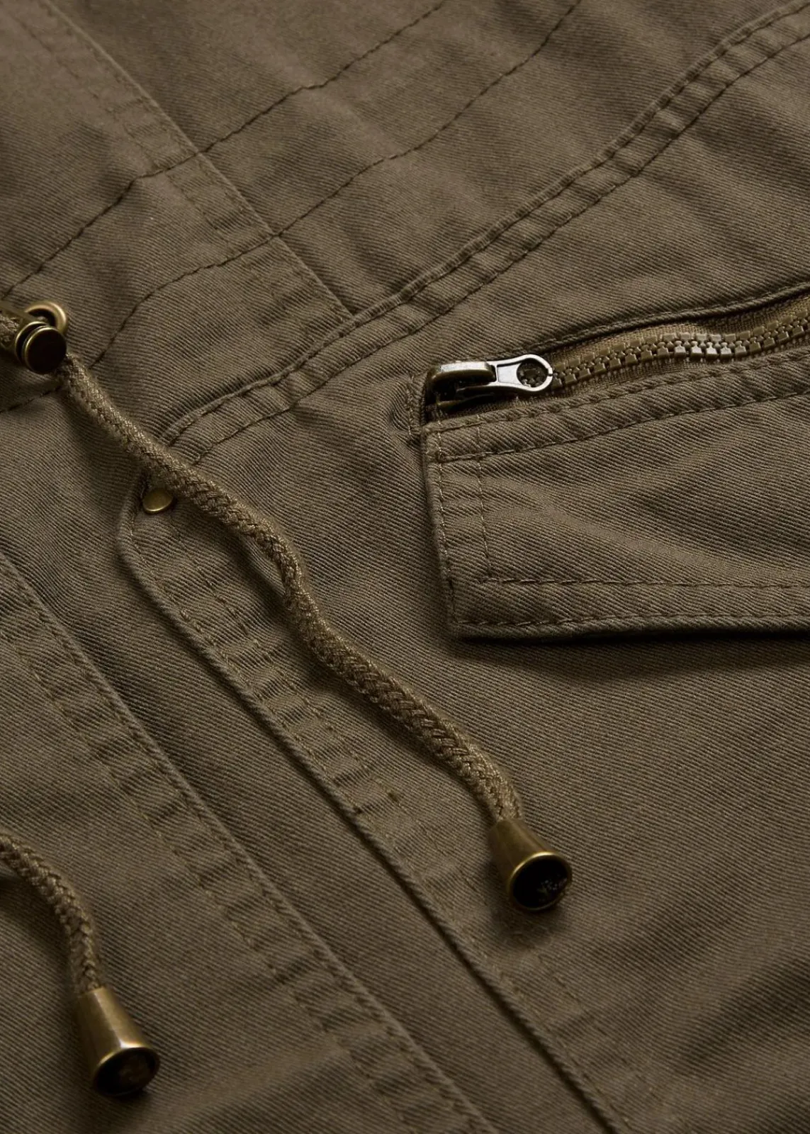 bonprix Jacken & Mäntel|Bekleidung·Hosen^Baumwoll-Kurzparka mit Stehkragen, talliert khakigrün