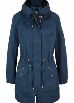 bonprix Bekleidung·Hosen|Jacken & Mäntel^Baumwoll-Kurzparka mit Stehkragen, talliert dunkelblau