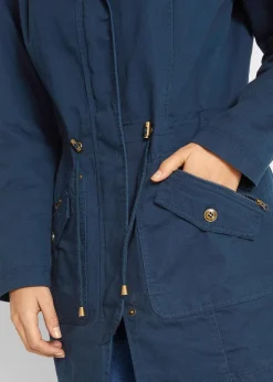 bonprix Bekleidung·Hosen|Jacken & Mäntel^Baumwoll-Kurzparka mit Stehkragen, talliert dunkelblau
