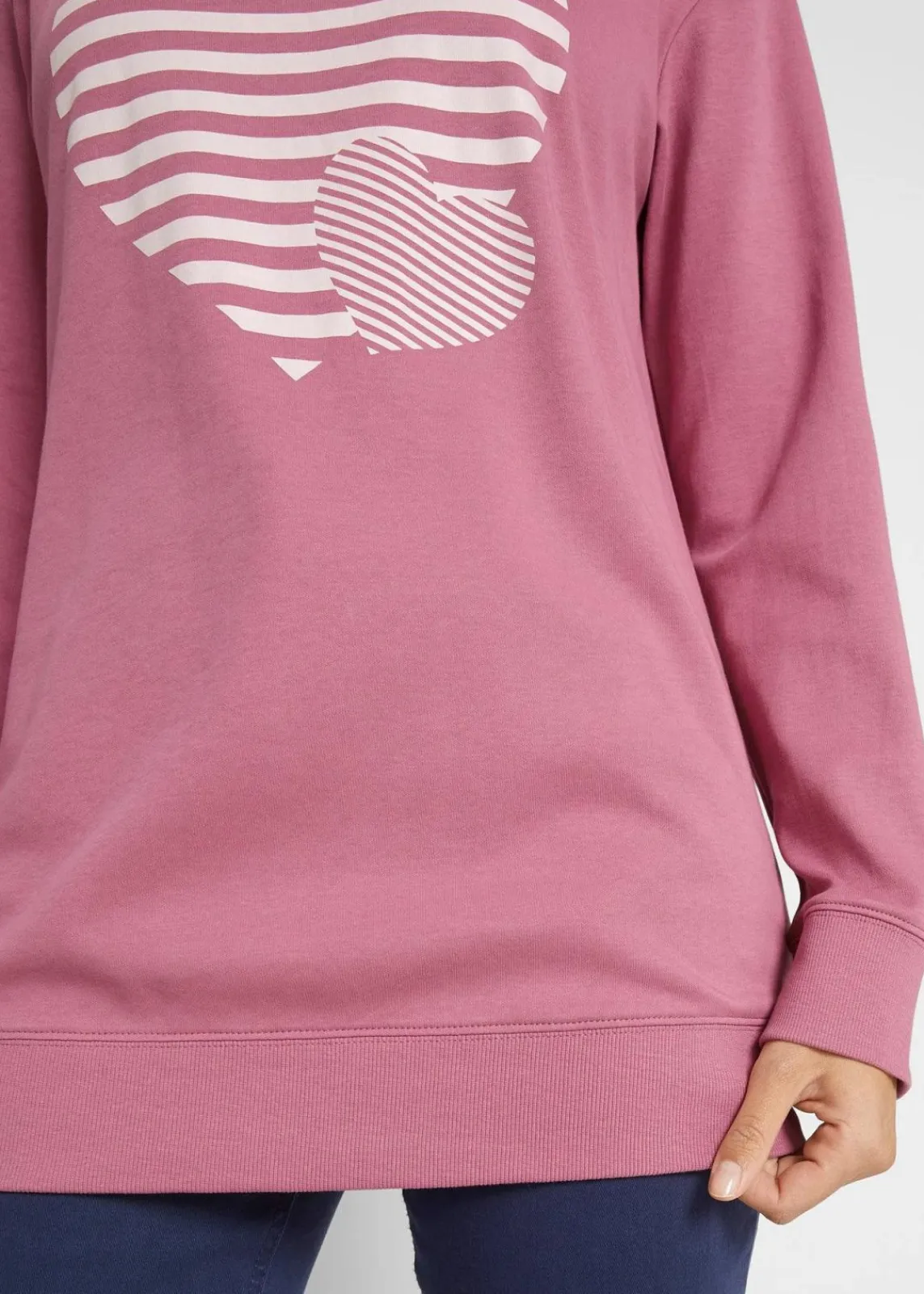 bonprix Shirts & Tops^Baumwoll-Langarmshirt, bedruckt beerensorbet/wollweiß bedruckt
