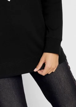 bonprix Shirts & Tops^Baumwoll-Langarmshirt, bedruckt schwarz/weiß bedruckt