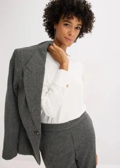 bonprix Shirts & Tops^Baumwoll-Langarmshirt mit Ärmeln aus Popeline wollweiß