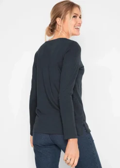 bonprix Shirts & Tops^Baumwoll-Langarmshirt mit Eulendruck schwarz