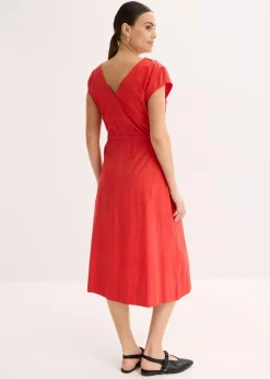 bonprix Kleider|Bekleidung·Pullover & Strickjacken^Baumwoll-Popeline Kleid mit variablem Zugband erdbeere