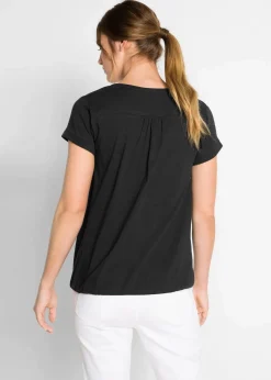 bonprix Shirts & Tops^Baumwoll-Shirt, Kurzarm schwarz