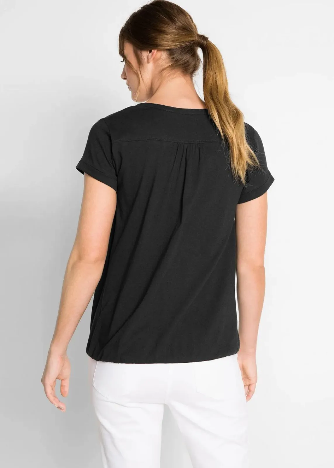 bonprix Shirts & Tops^Baumwoll-Shirt, Kurzarm schwarz