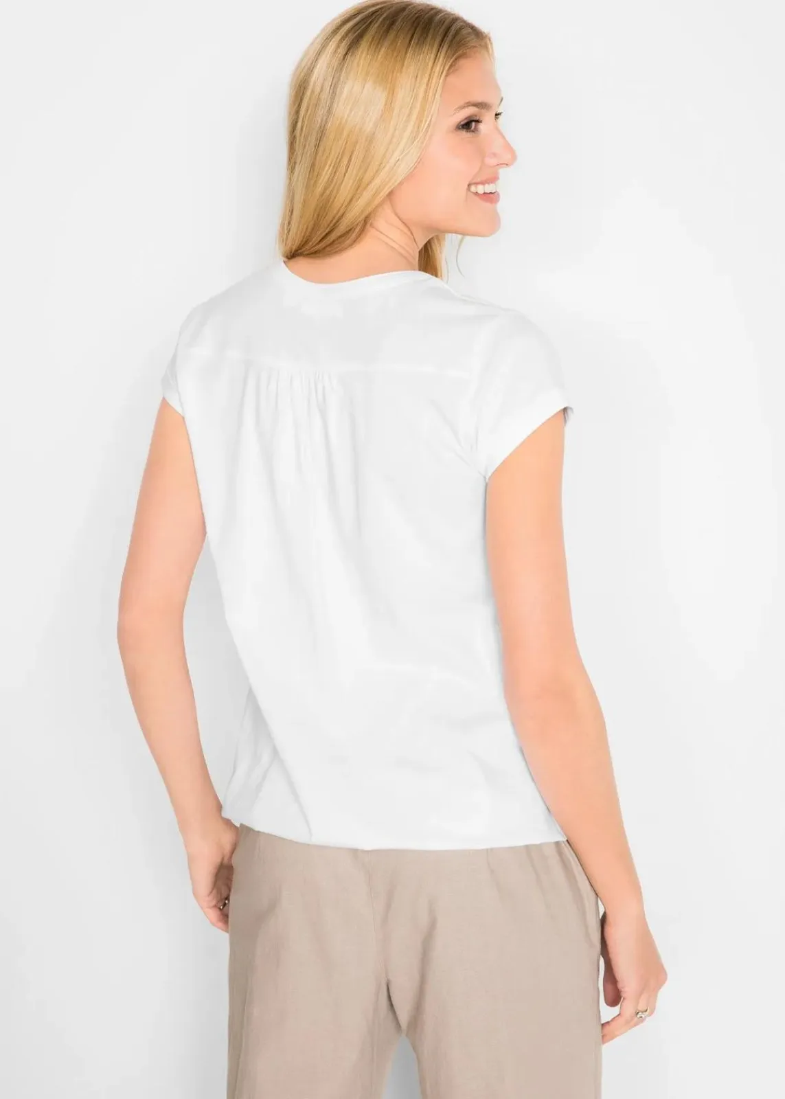 bonprix Shirts & Tops^Baumwoll-Shirt, Kurzarm weiß