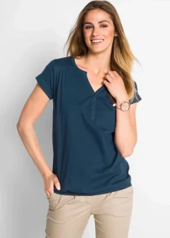 bonprix Shirts & Tops^Baumwoll-Shirt, Kurzarm dunkelblau