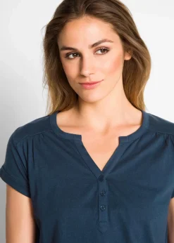bonprix Shirts & Tops^Baumwoll-Shirt, Kurzarm dunkelblau