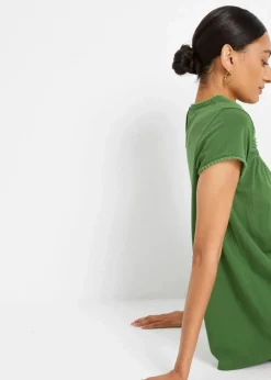 bonprix Shirts & Tops^Baumwoll-Shirt mit Spitze forstgrün