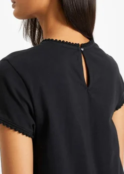 bonprix Shirts & Tops^Baumwoll-Shirt mit Spitze schwarz