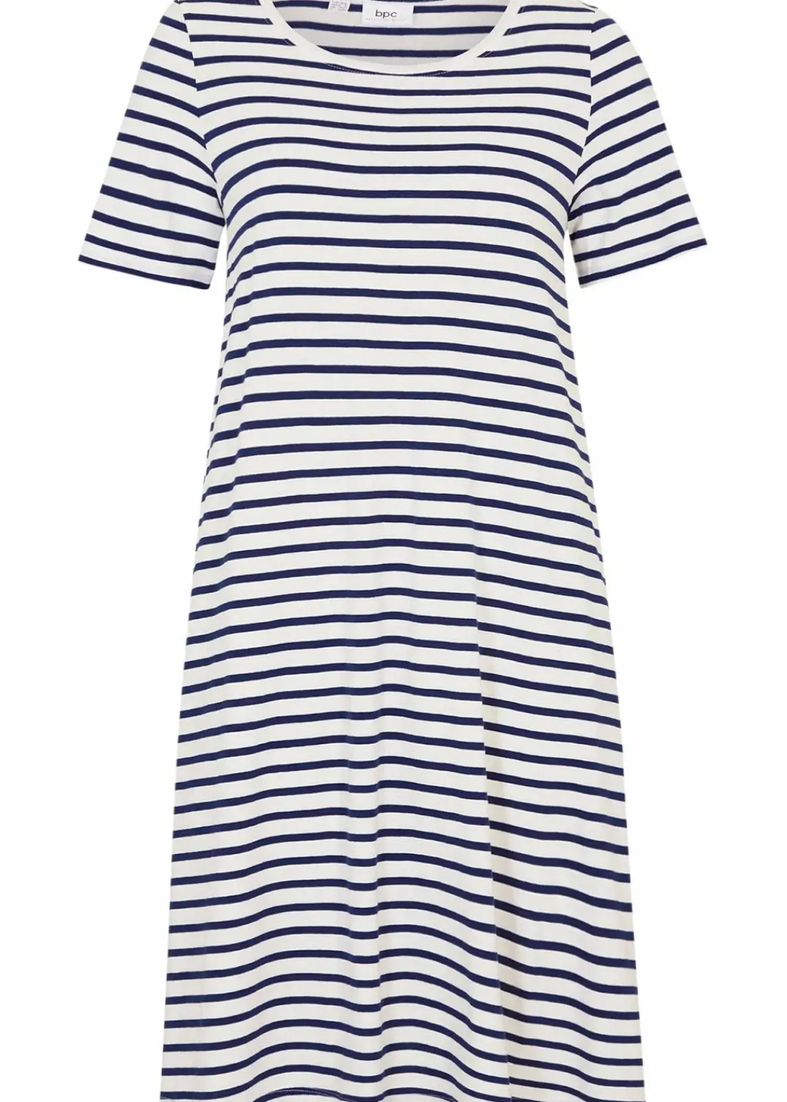 bonprix Kleider^Baumwoll-Shirtkleid aus Flammgarn wollweiß/mitternachtsblau gestreift