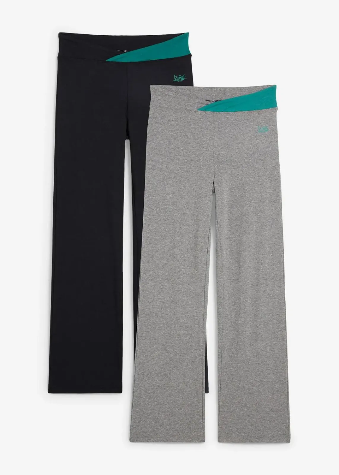 bonprix Hosen|Sportbekleidung^Baumwoll-Sporthose, Bootcut (2er Pack) grau meliert+schwarz