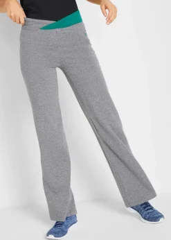 bonprix Hosen|Sportbekleidung^Baumwoll-Sporthose, Bootcut (2er Pack) grau meliert+schwarz