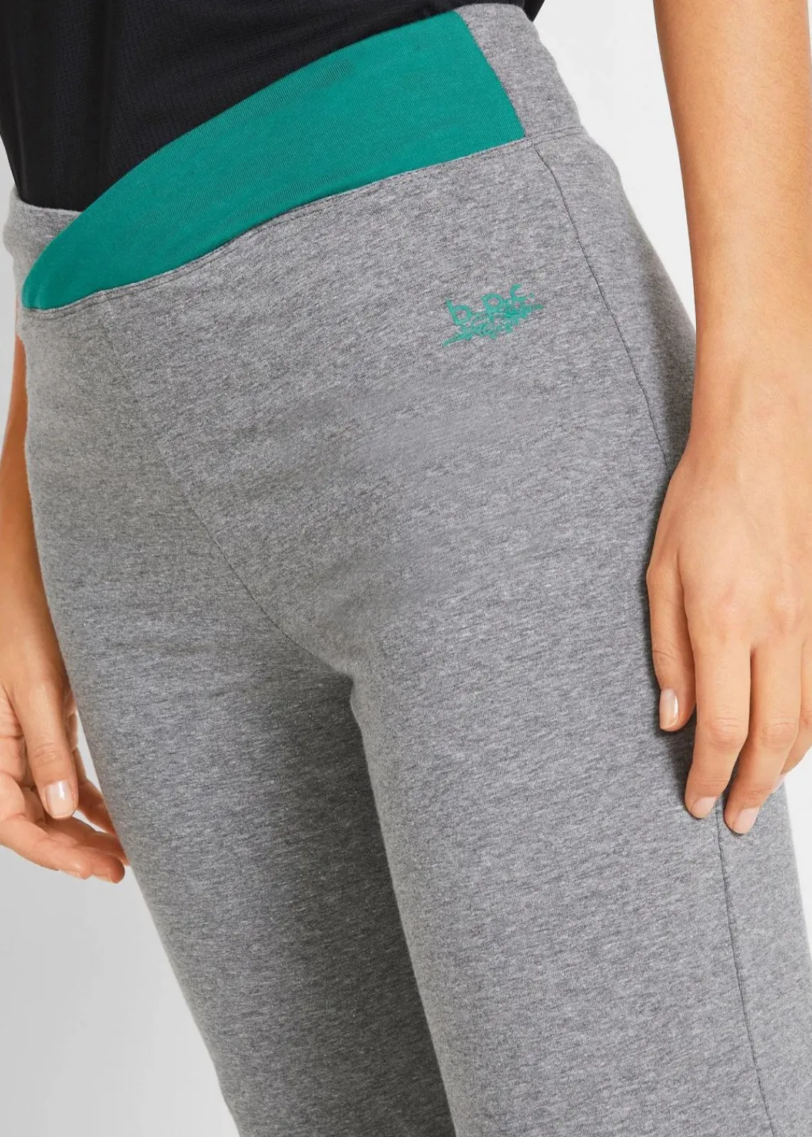 bonprix Hosen|Sportbekleidung^Baumwoll-Sporthose, Bootcut (2er Pack) grau meliert+schwarz