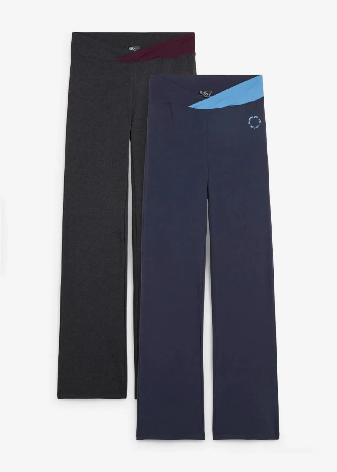 bonprix Bekleidung·Sweat|Bekleidung·Kleider^Baumwoll-Sporthose, Bootcut (2er Pack) schwarz meliert +dunkelblau