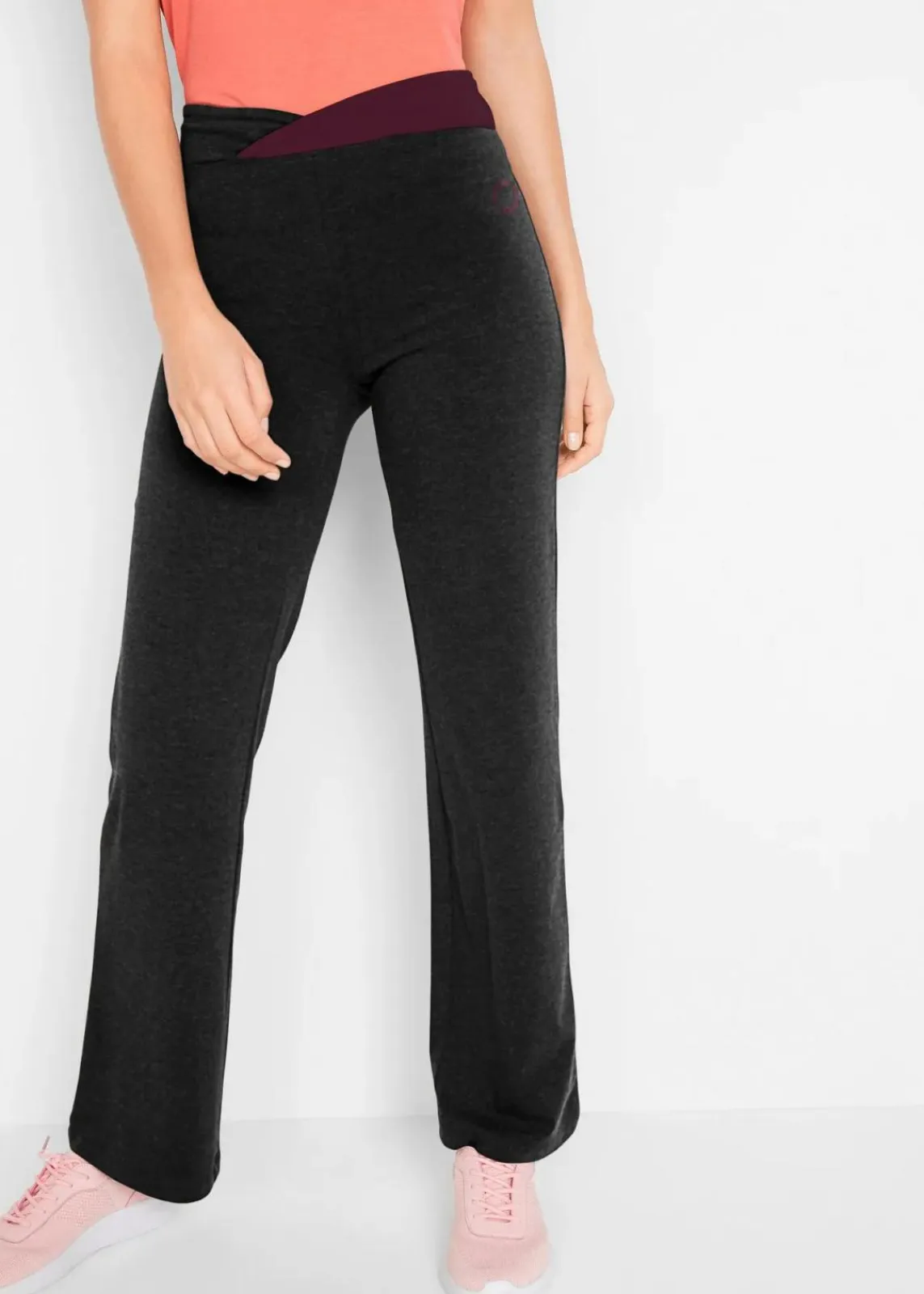 bonprix Bekleidung·Sweat|Bekleidung·Kleider^Baumwoll-Sporthose, Bootcut (2er Pack) schwarz meliert +dunkelblau