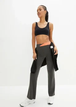 bonprix Hosen|Sportbekleidung^Baumwoll-Sporthose, Bootcut (2er Pack) anthrazit meliert+schwarz