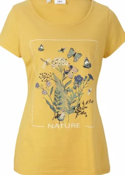 bonprix Shirts & Tops|Nachhaltigere Materialien^Baumwoll-T-Shirt mit Druck curry bedruckt