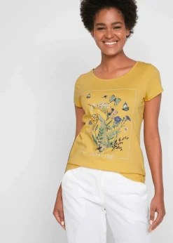 bonprix Shirts & Tops|Nachhaltigere Materialien^Baumwoll-T-Shirt mit Druck curry bedruckt