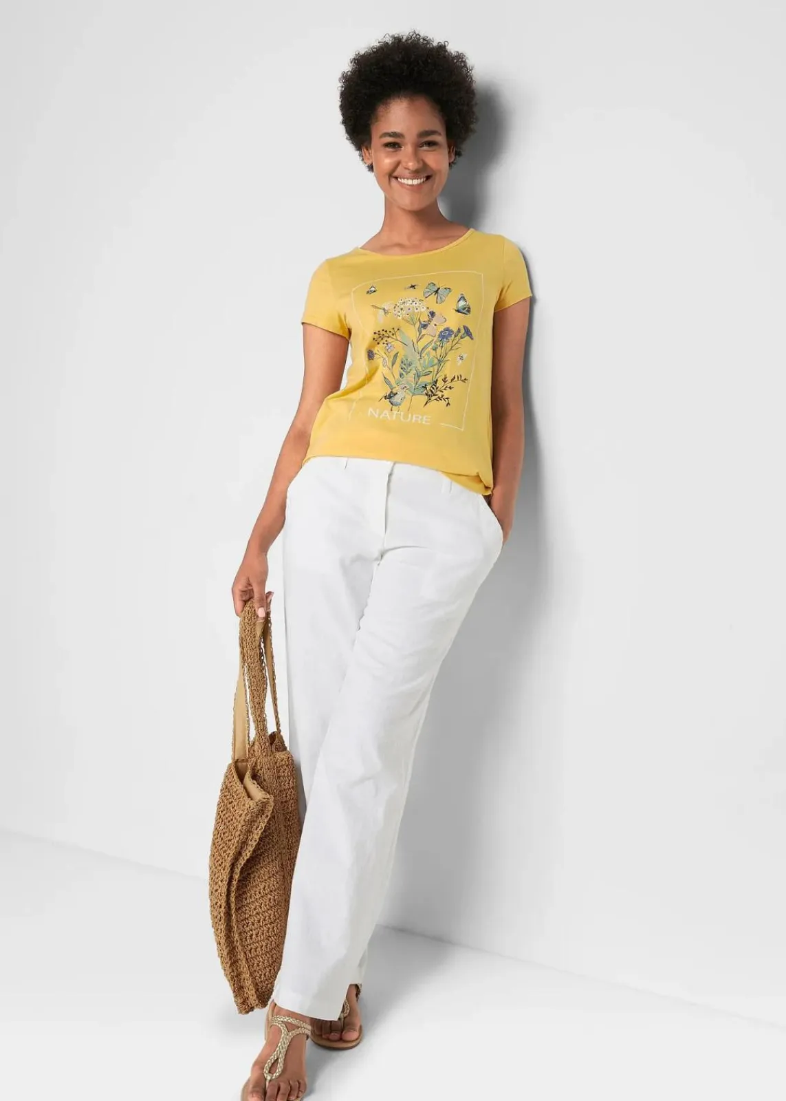 bonprix Shirts & Tops|Nachhaltigere Materialien^Baumwoll-T-Shirt mit Druck curry bedruckt
