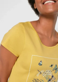 bonprix Shirts & Tops|Nachhaltigere Materialien^Baumwoll-T-Shirt mit Druck curry bedruckt