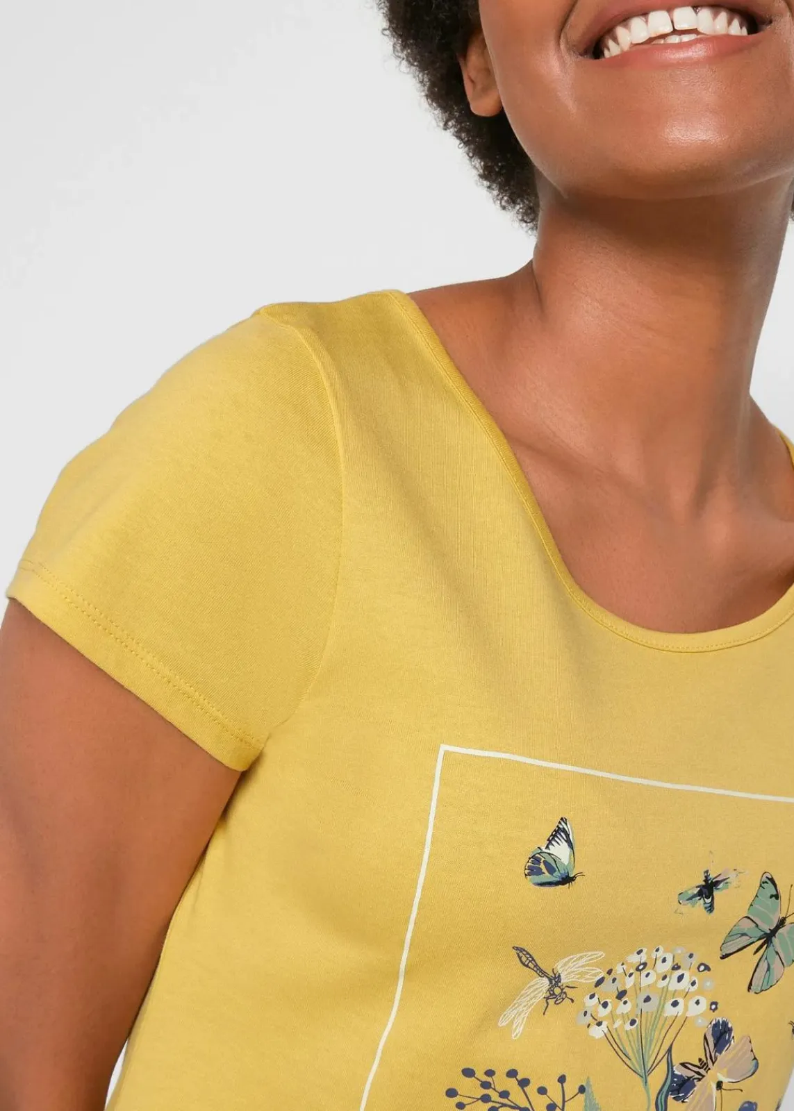bonprix Shirts & Tops|Nachhaltigere Materialien^Baumwoll-T-Shirt mit Druck curry bedruckt