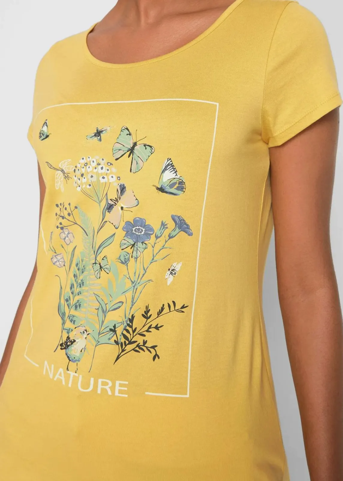 bonprix Shirts & Tops|Nachhaltigere Materialien^Baumwoll-T-Shirt mit Druck curry bedruckt