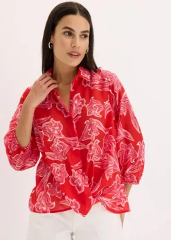 bonprix Bekleidung·Jacken & Mäntel|Blusen & Tuniken^bedruckte Bluse pink floral