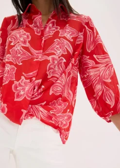 bonprix Bekleidung·Jacken & Mäntel|Blusen & Tuniken^bedruckte Bluse pink floral