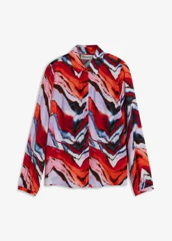 bonprix Bekleidung·Jacken & Mäntel|Nachhaltigere Materialien^bedruckte Bluse lila/schwarz/rot bedruckt